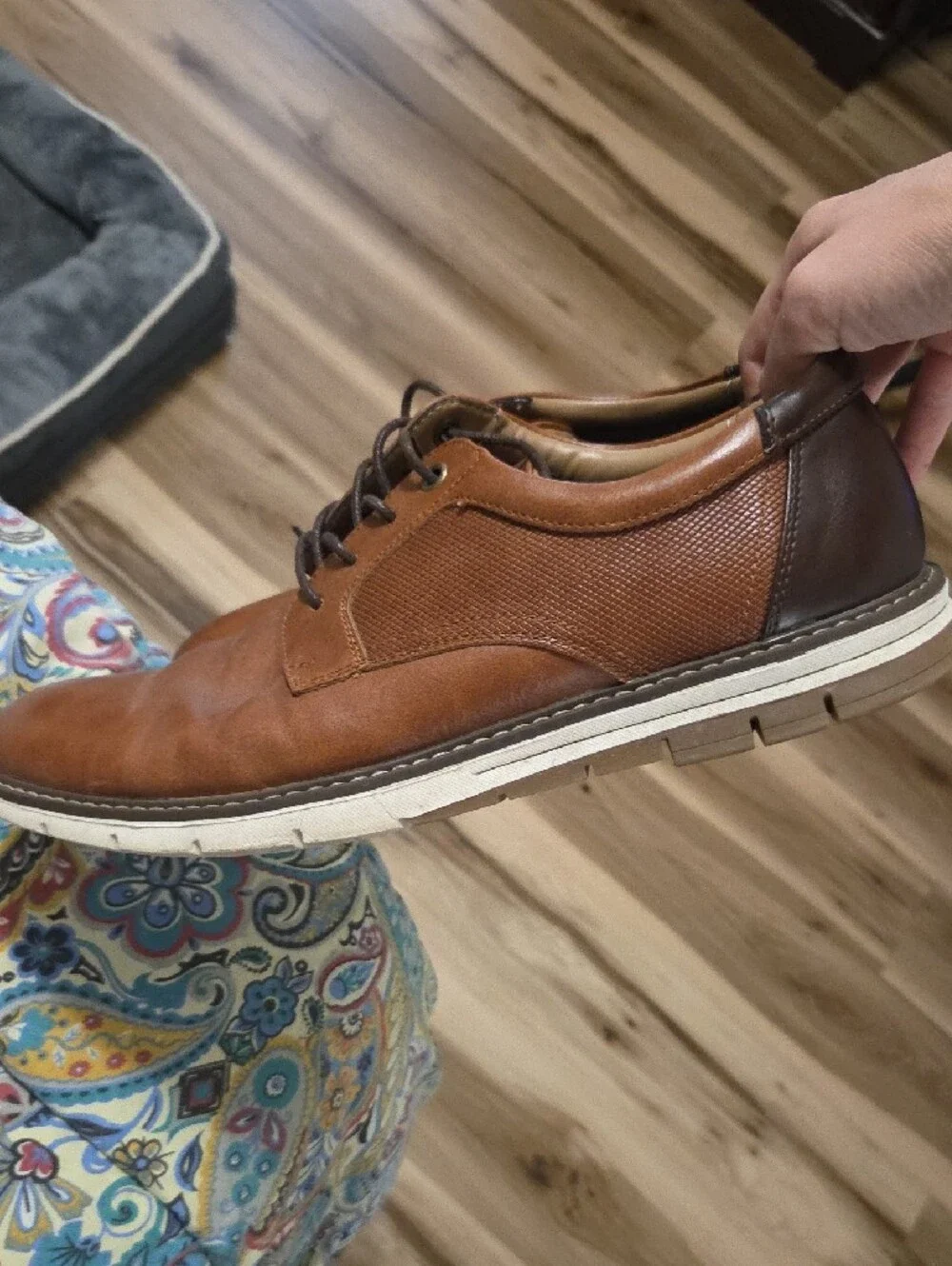 Men's Tan Leather Lace-Up Dress Shoes